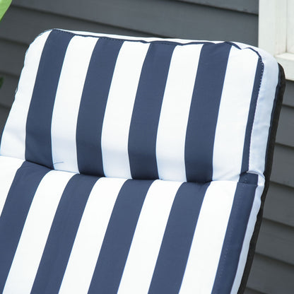 2-Piece Folding Sun Loungers Set-Blue/White