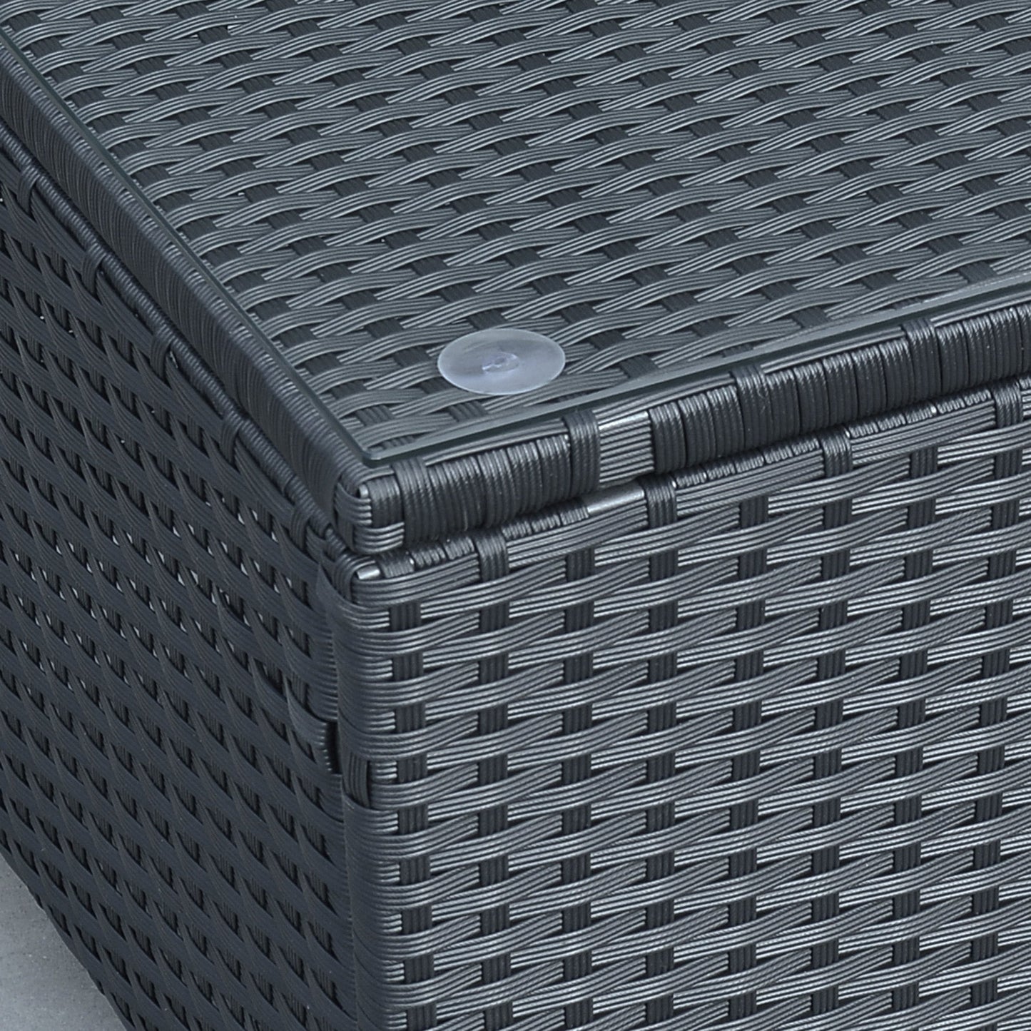 Rattan Garden Furniture Coffee Table Patio Iron Frame Tempered Glass Black