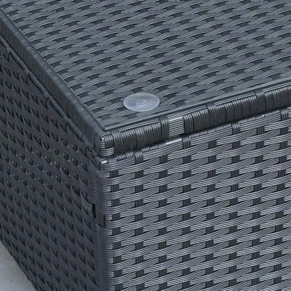 Rattan Garden Furniture Coffee Table Patio Iron Frame Tempered Glass Black