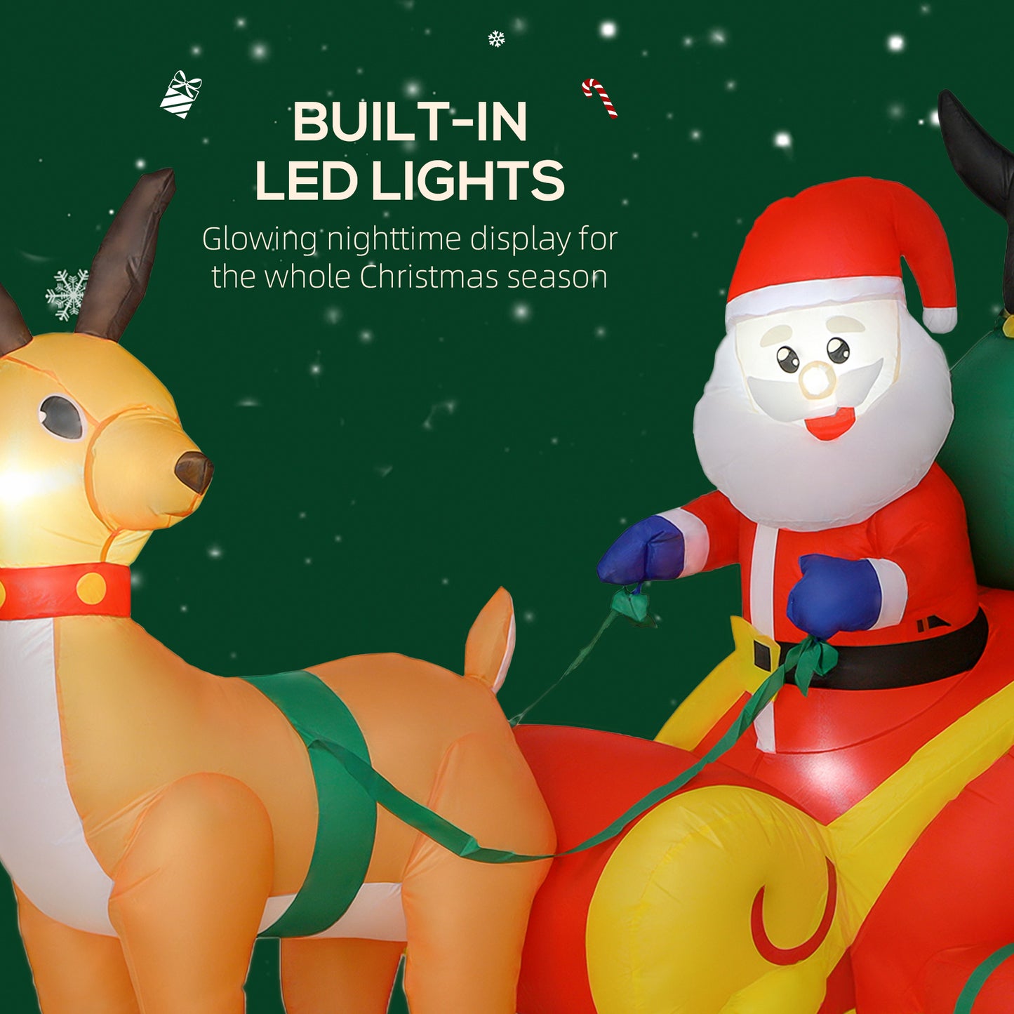 Santa Sleigh Inflatable Christmas Decoration - 180cm