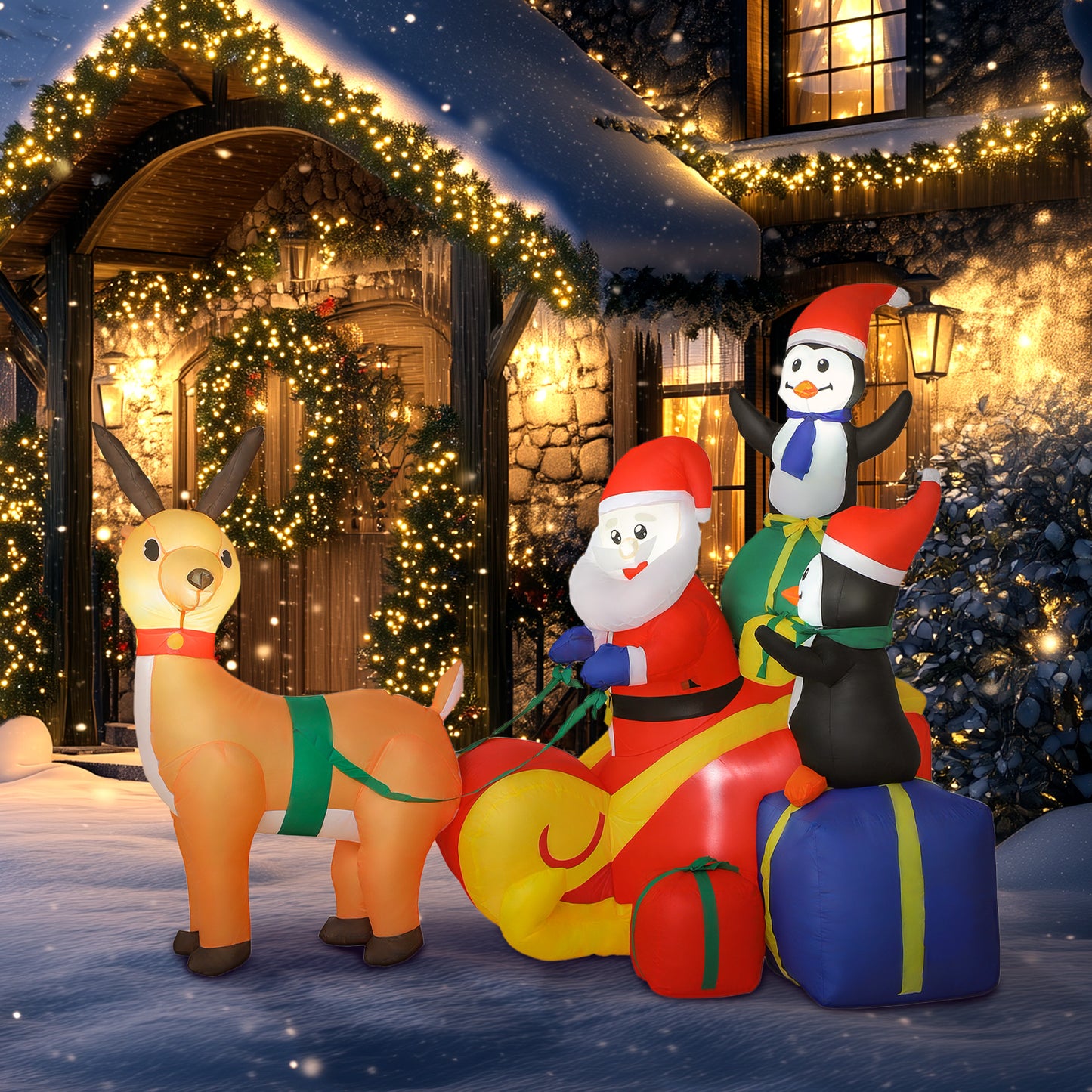 Santa Sleigh Inflatable Christmas Decoration - 180cm