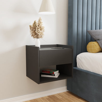 2 Harmony Bedside Tables Dark Grey 1 Shelf 1 Drawer