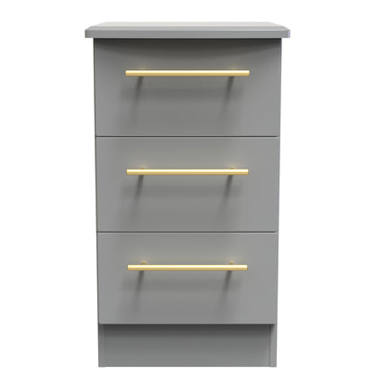Haworth Bedside Table Grey 3 Drawers 70cm