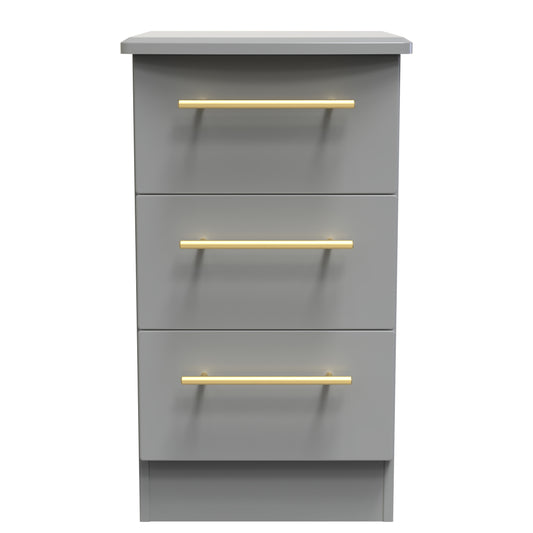 Haworth Bedside Table Grey 3 Drawers 70cm