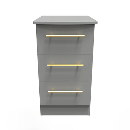 Haworth Bedside Table Grey 3 Drawers 70cm