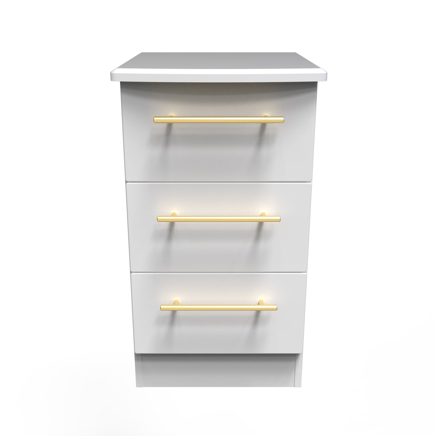 Haworth Bedside Table White 3 Drawers 70cm