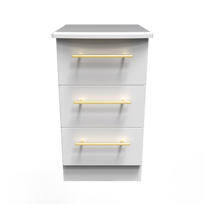 Haworth Bedside Table White 3 Drawers 70cm