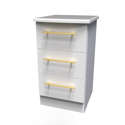 Haworth Bedside Table White 3 Drawers 70cm