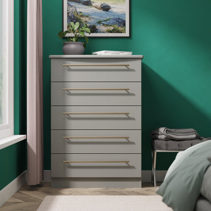 Haworth Tall Chest of Drawers Grey 5 Drawers 108cm