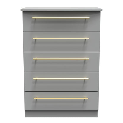 Haworth Tall Chest of Drawers Grey 5 Drawers 108cm