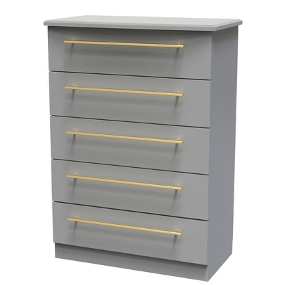 Haworth Tall Chest of Drawers Grey 5 Drawers 108cm