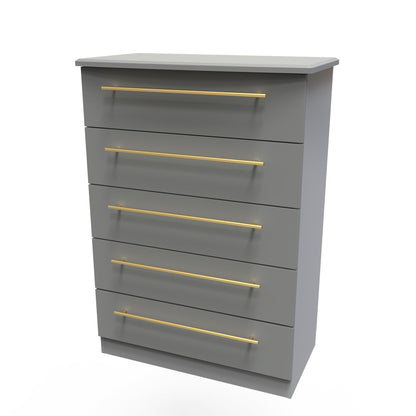 Haworth Tall Chest of Drawers Grey 5 Drawers 108cm
