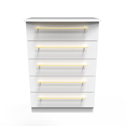Haworth Tall Chest of Drawers White 5 Drawers 108cm
