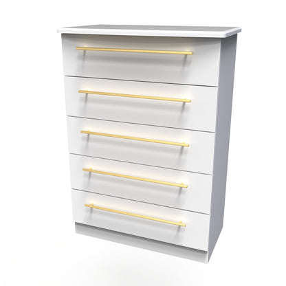 Haworth Tall Chest of Drawers White 5 Drawers 108cm