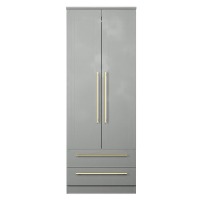 Haworth Tall Wardrobe Grey 2 Doors 2 Drawers 196cm