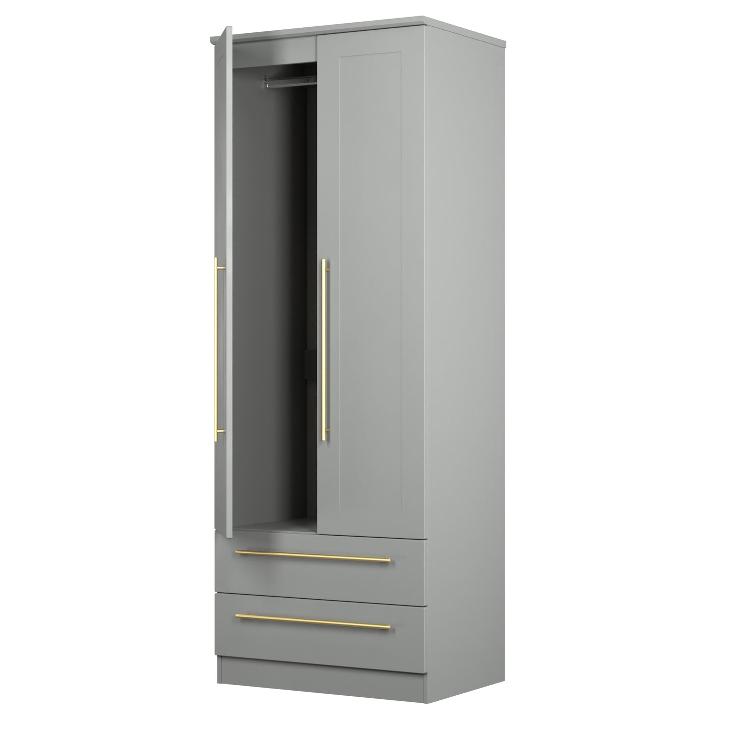 Haworth Tall Wardrobe Grey 2 Doors 2 Drawers 196cm