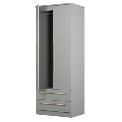 Haworth Tall Wardrobe Grey 2 Doors 2 Drawers 196cm