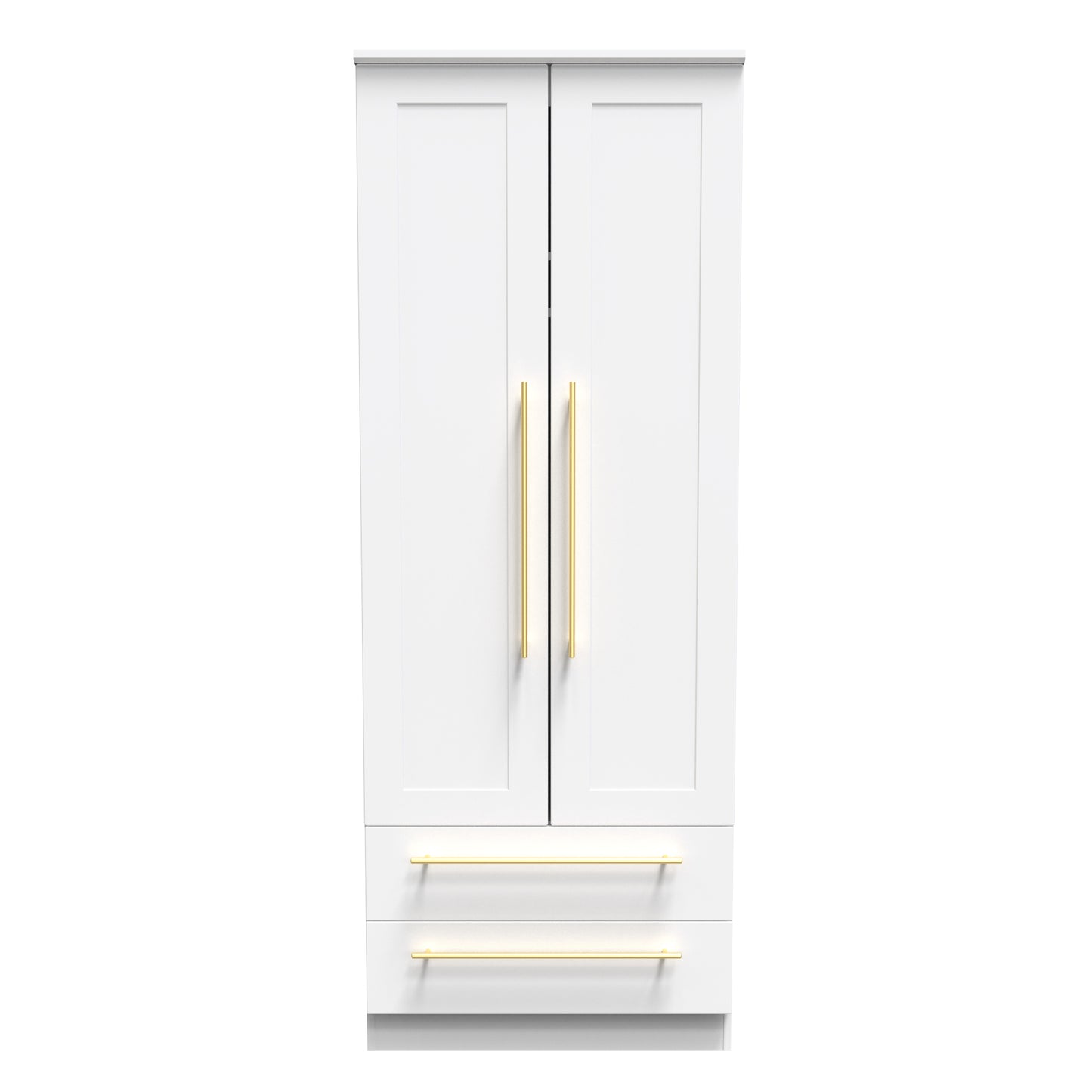 Haworth Tall Wardrobe White 2 Doors 2 Drawers 196cm