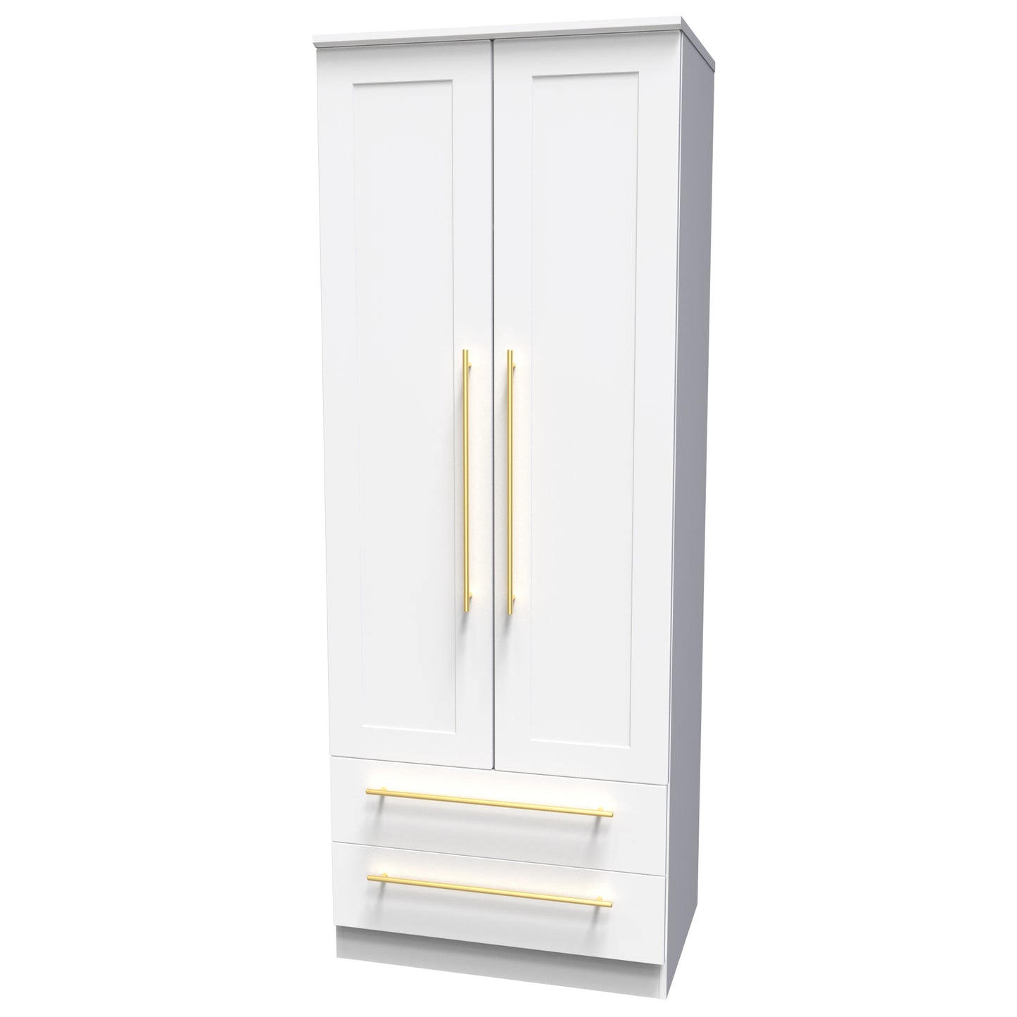 Haworth Tall Wardrobe White 2 Doors 2 Drawers 196cm
