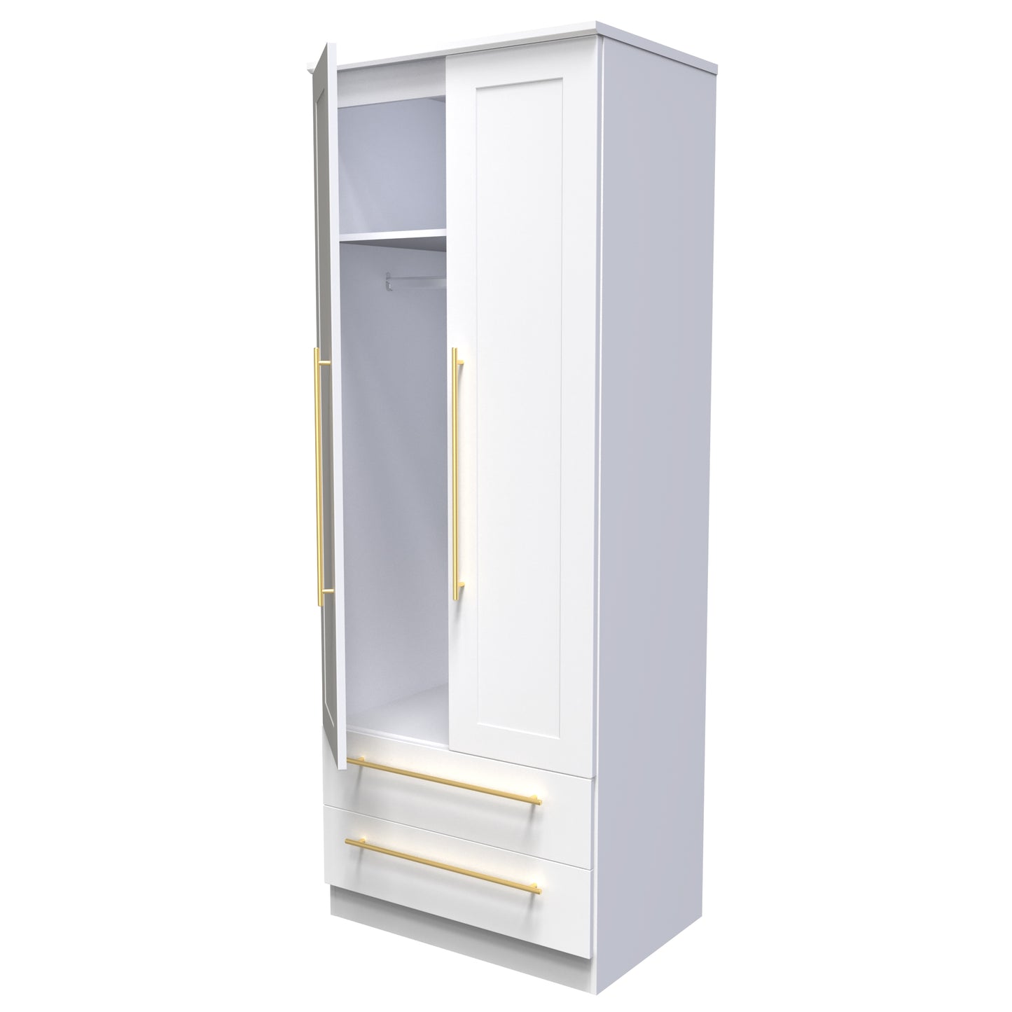 Haworth Tall Wardrobe White 2 Doors 2 Drawers 196cm