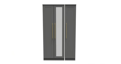 Haworth Tall Mirror Wardrobe Grey 1 Shelf 196cm