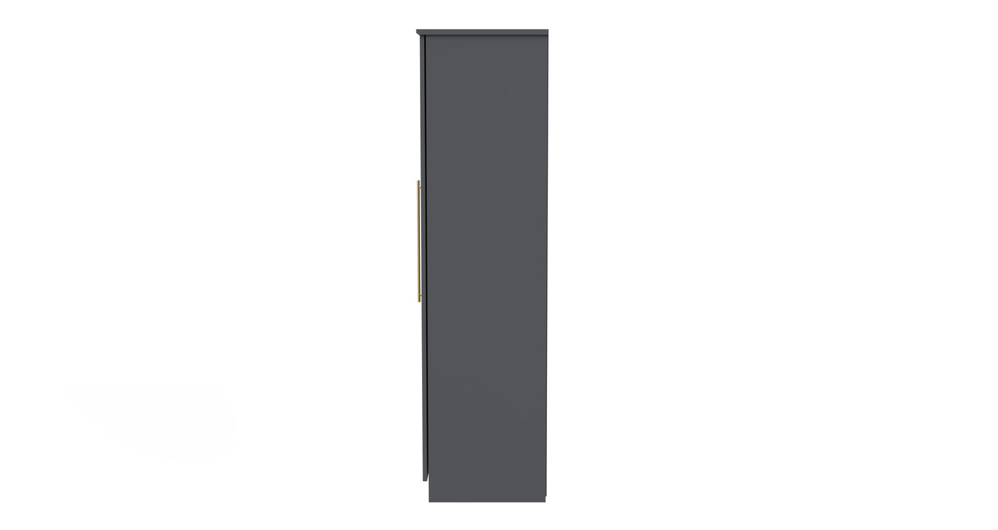 Haworth Tall Mirror Wardrobe Grey 1 Shelf 196cm