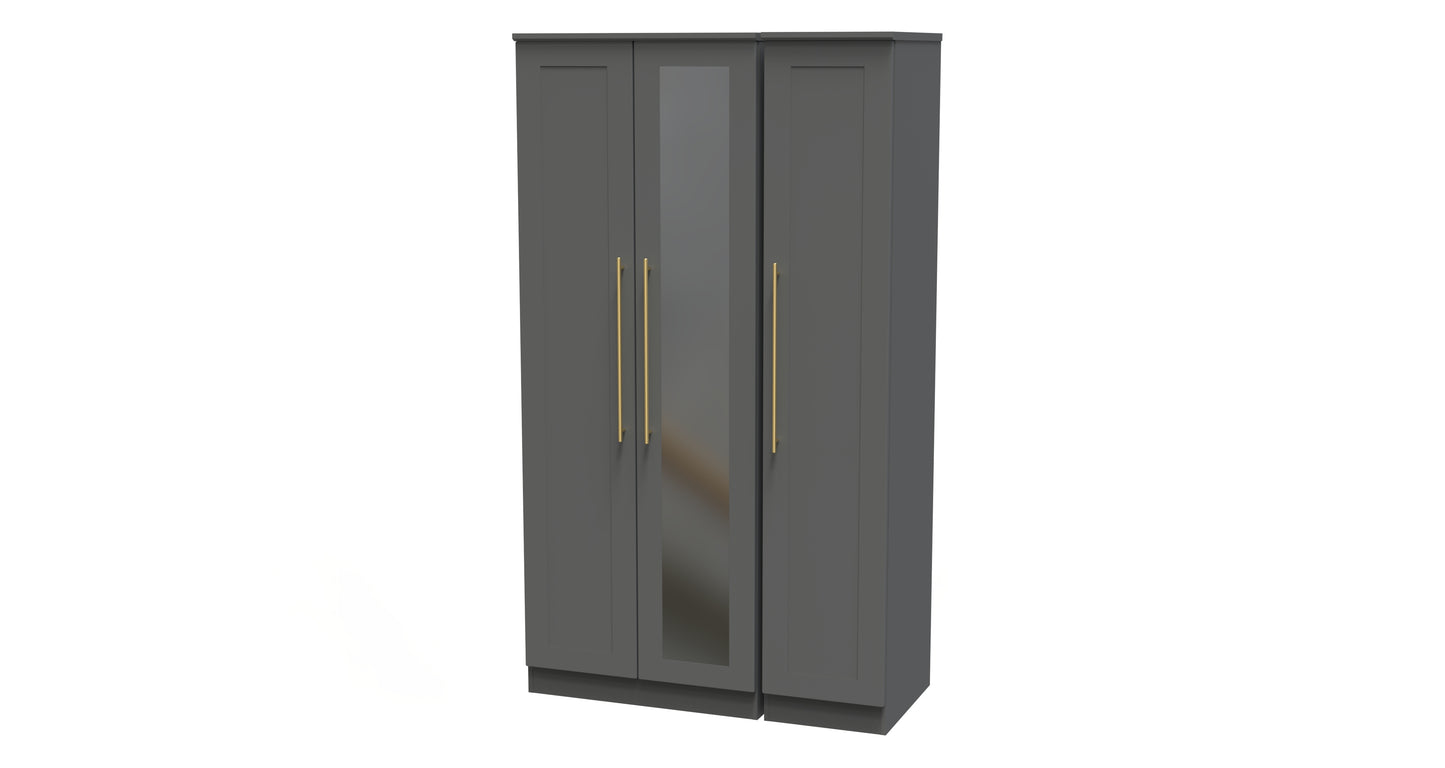 Haworth Tall Mirror Wardrobe Grey 1 Shelf 196cm