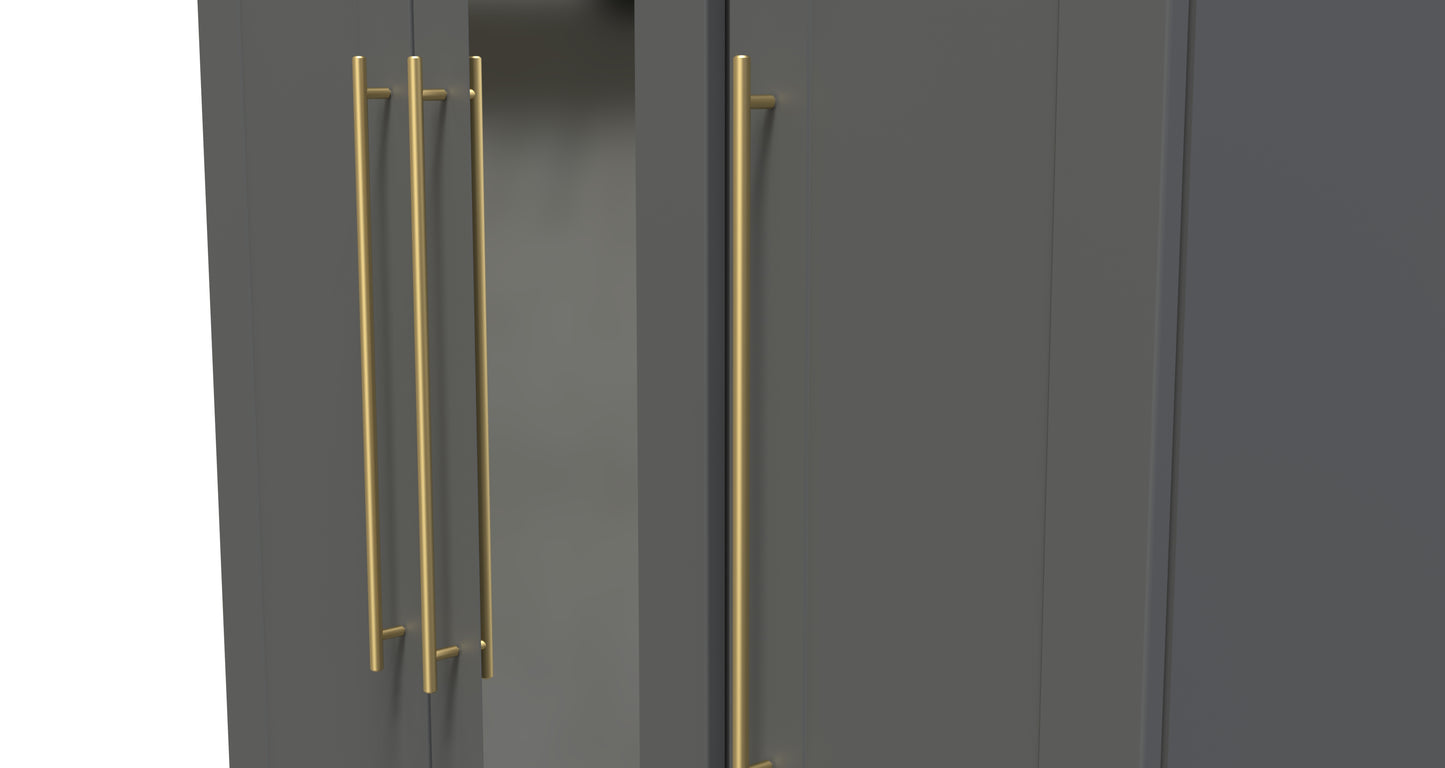 Haworth Tall Mirror Wardrobe Grey 1 Shelf 196cm