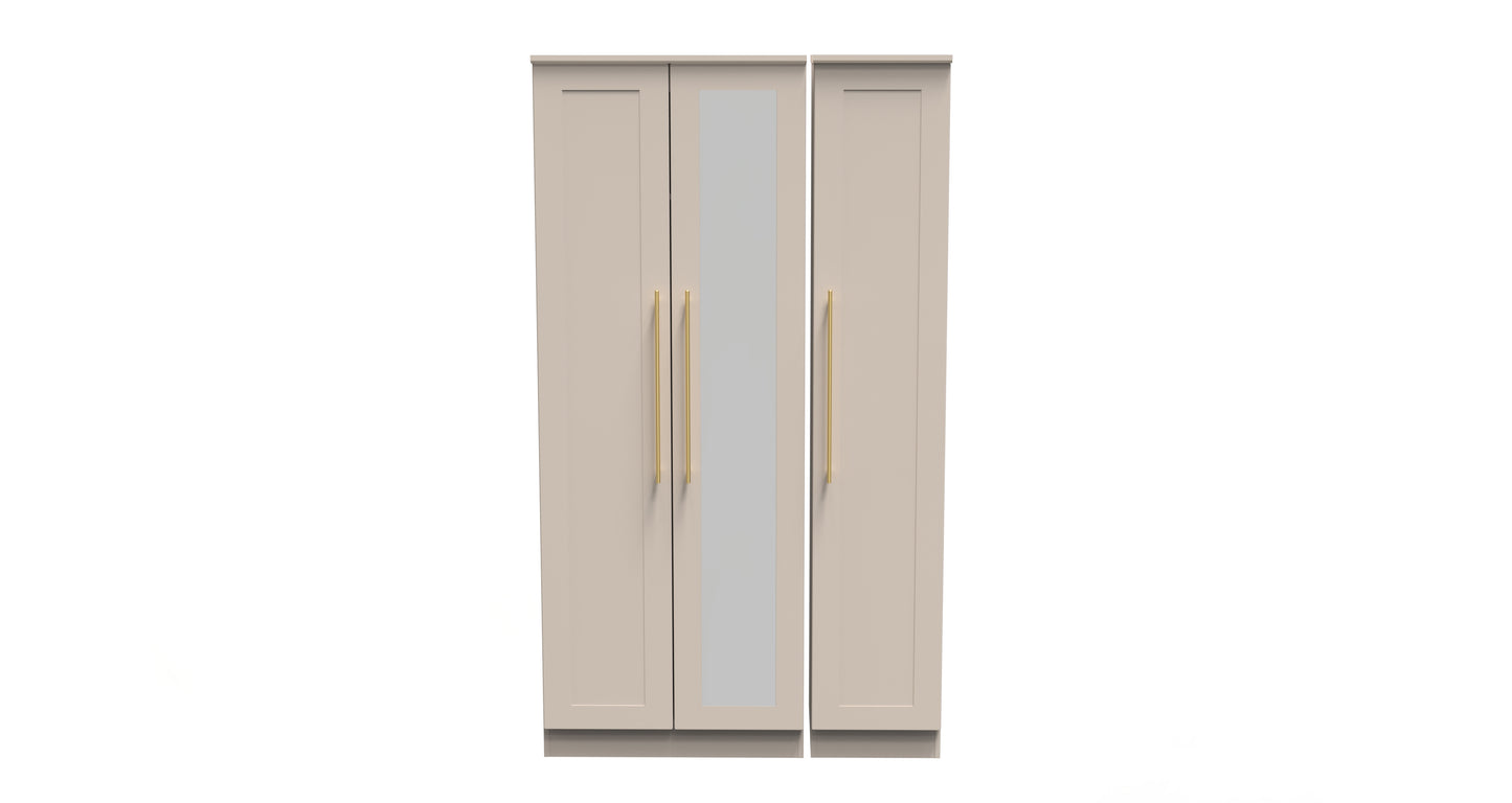 Haworth Tall Mirror Wardrobe Off-White 1 Shelf 196cm
