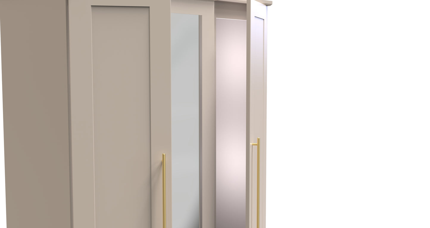 Haworth Tall Mirror Wardrobe Off-White 1 Shelf 196cm