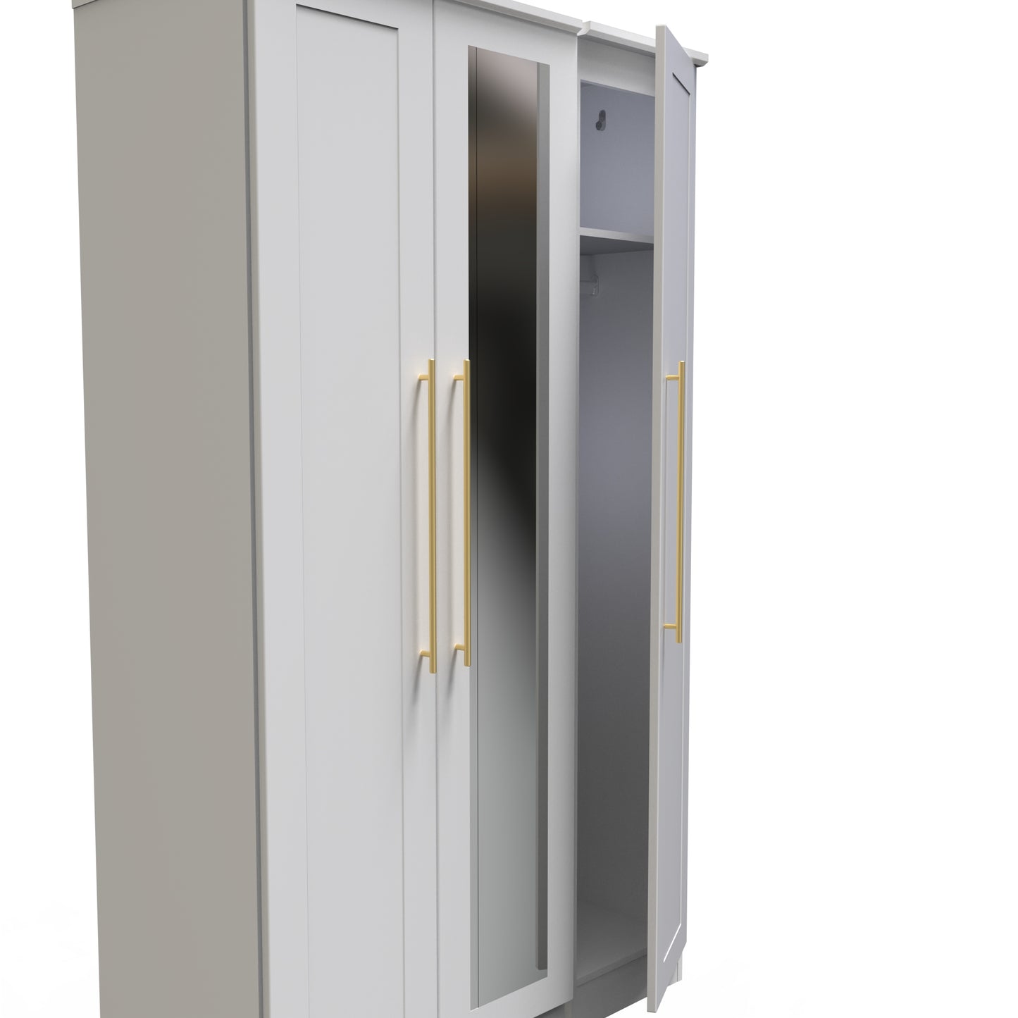 Haworth Tall Mirror Wardrobe White 1 Shelf 196cm