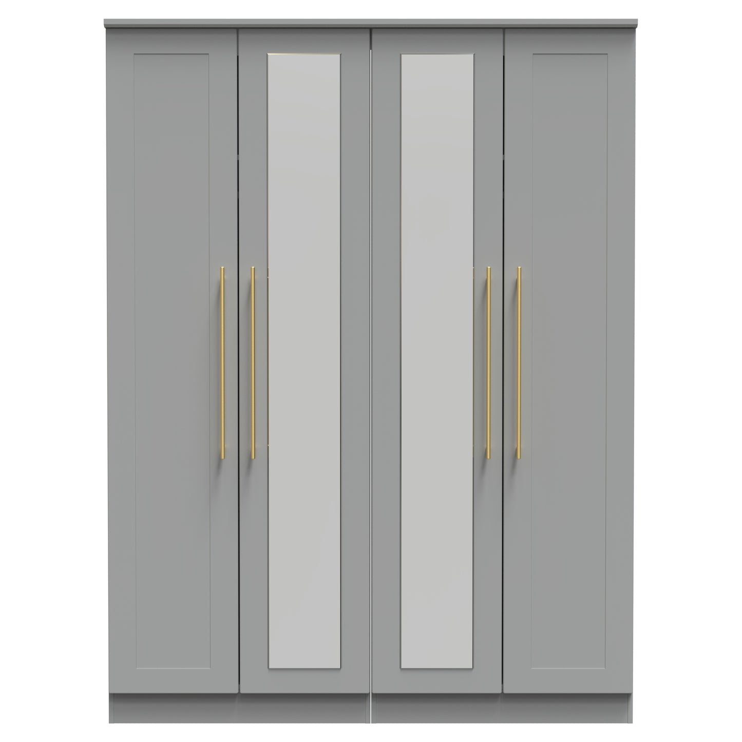 Haworth Tall Mirror Wardrobe Grey 4 Doors 1 Shelf 196cm