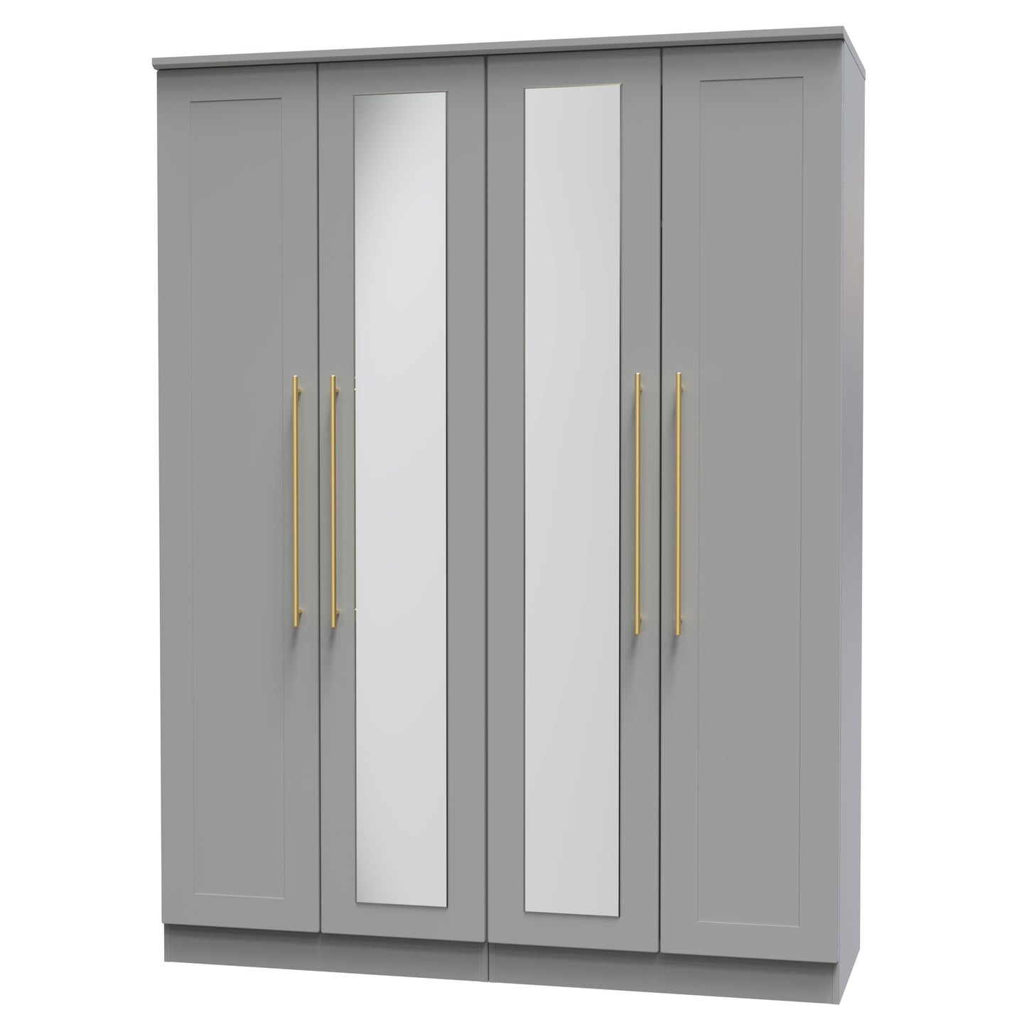 Haworth Tall Mirror Wardrobe Grey 4 Doors 1 Shelf 196cm