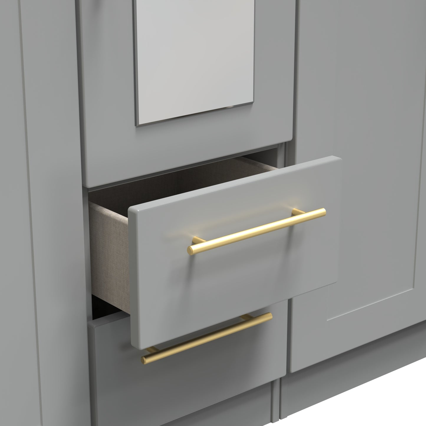 Haworth Tall Mirror Wardrobe Grey 5 Doors 2 Shelves 2 Drawers 196cm