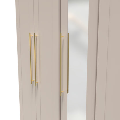 Haworth Tall Mirror Wardrobe Off-White 5 Doors 2 Shelves 2 Drawers 196cm