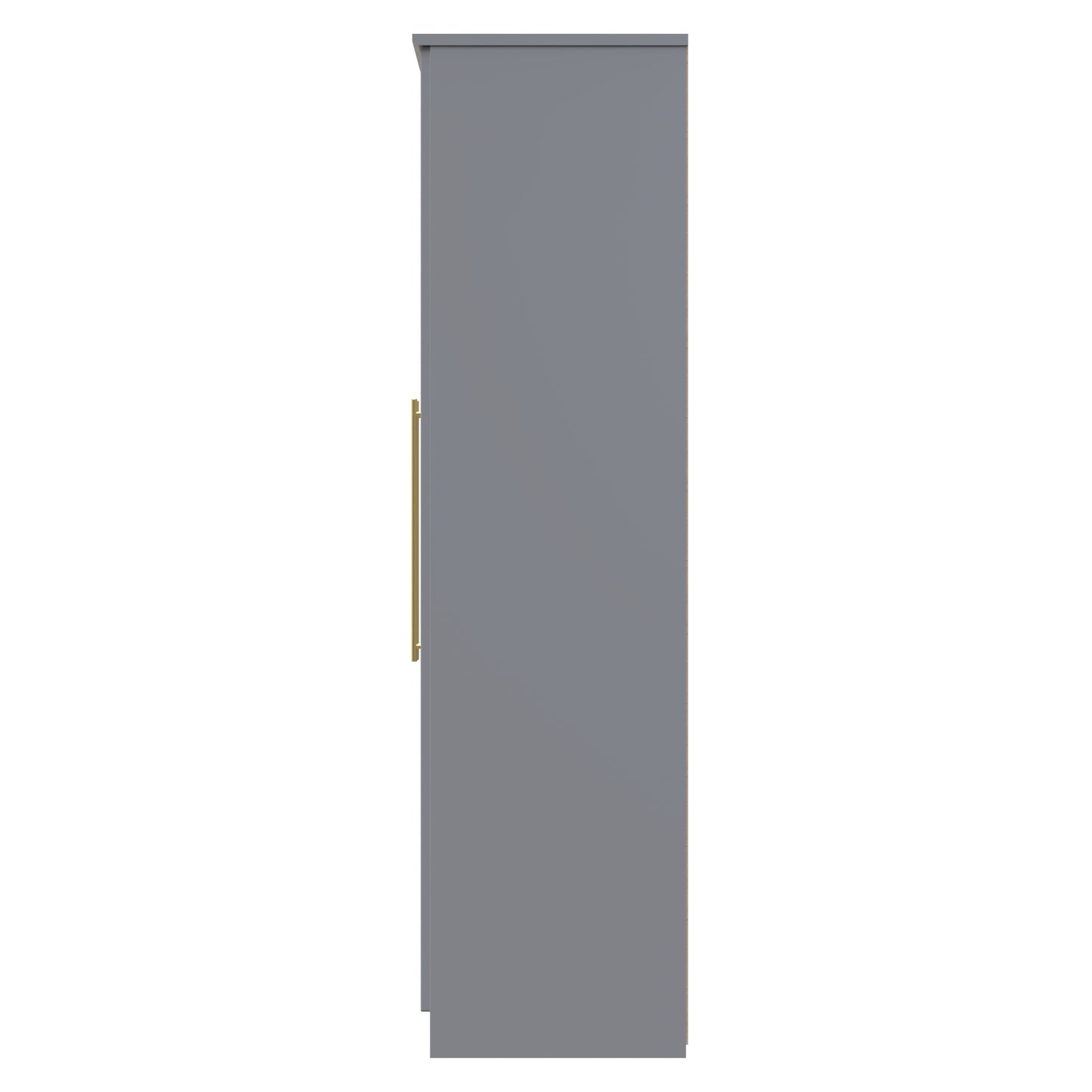 Haworth Tall Mirror Wardrobe Grey 6 Doors 2 Shelves 2 Drawers 222cm