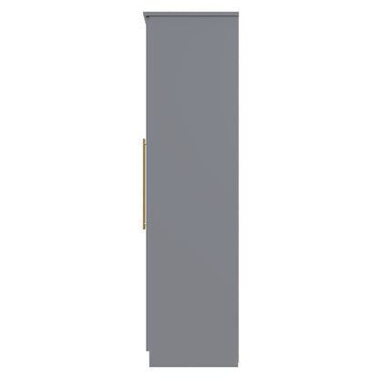 Haworth Tall Mirror Wardrobe Grey 6 Doors 2 Shelves 2 Drawers 222cm
