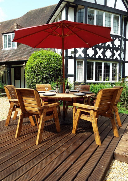 Charles Taylor 6 Seat Circular Table & Chairs Scandinavian Redwood Garden Furniture