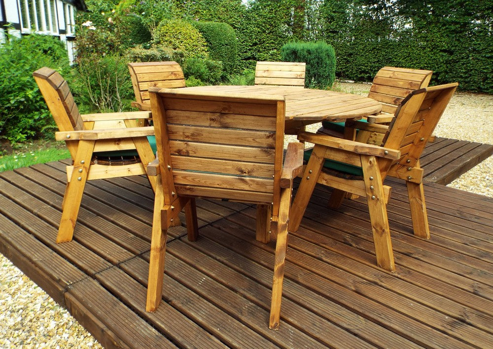 Charles Taylor 6 Seat Circular Table & Chairs Scandinavian Redwood Garden Furniture