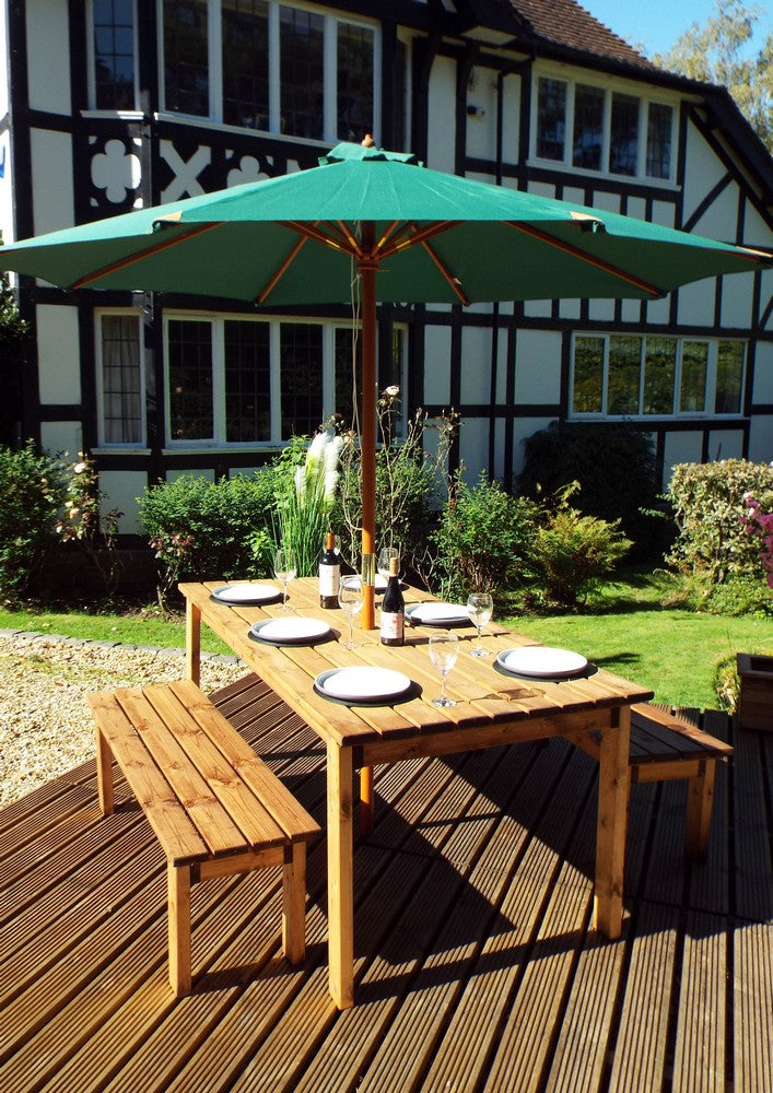 6 Seat 2 Benches & 1 Table Scandinavian Redwood Garden