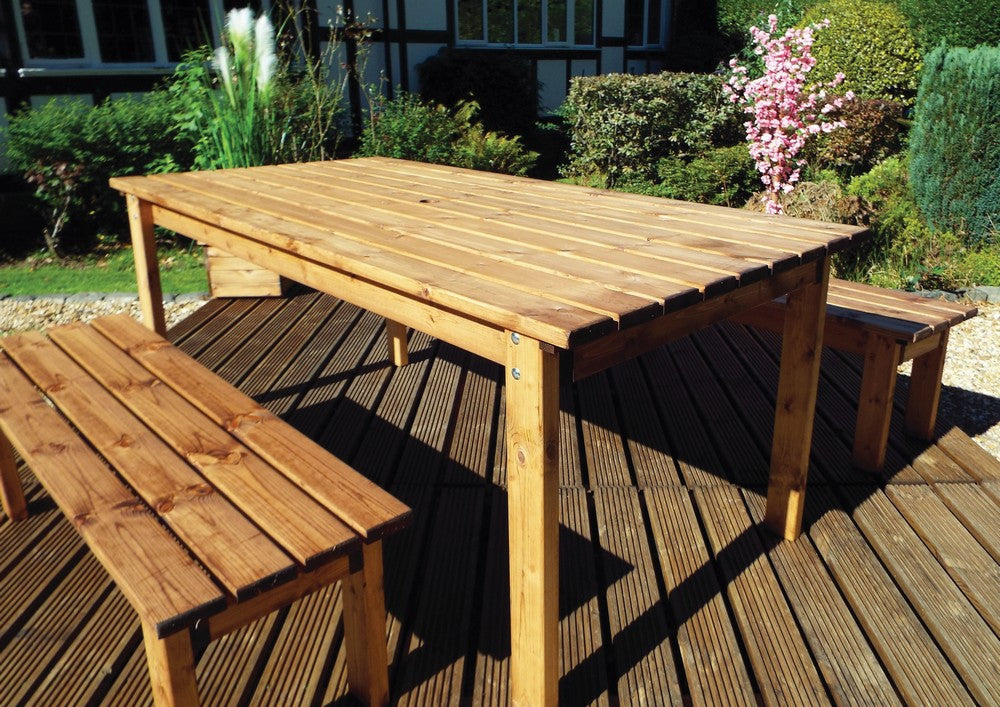 6 Seat 2 Benches & 1 Table Scandinavian Redwood Garden