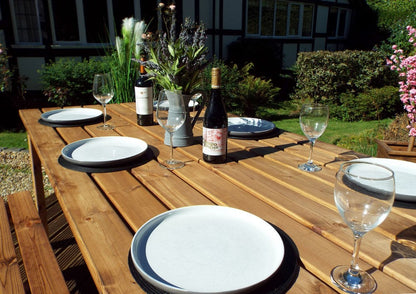 6 Seat 2 Benches & 1 Table Scandinavian Redwood Garden