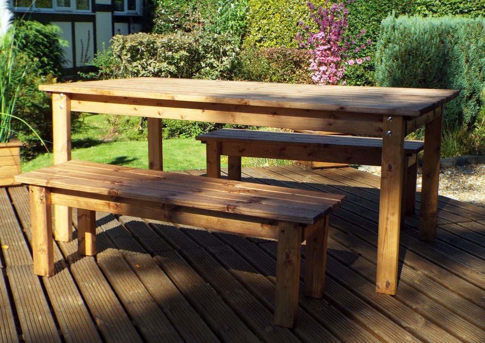6 Seat 2 Benches & 1 Table Scandinavian Redwood Garden