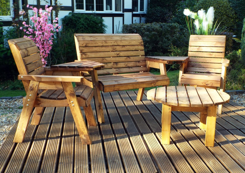 Charles Taylor 4 Seat Circular Table Combi Scandinavian Redwood Garden Furniture