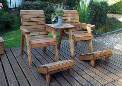 Scandinavian Redwood Garden Tete a Tete & Footstool by Charles Taylor - 2 Seat