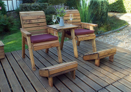 Scandinavian Redwood Garden Tete a Tete & Footstool by Charles Taylor - 2 Seat