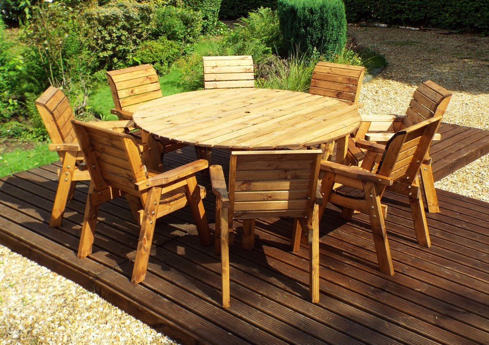 Charles Taylor 8 Seat Circular Table & Chairs Scandinavian Redwood Garden Furniture Primary Image