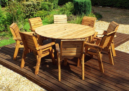 Charles Taylor 8 Seat Circular Table & Chairs Scandinavian Redwood Garden Furniture Primary Image