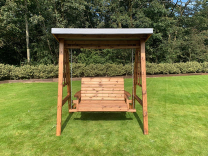 Dorset Garden Swing Seat by Charles Taylor - 2 Seats Grey Cushions
