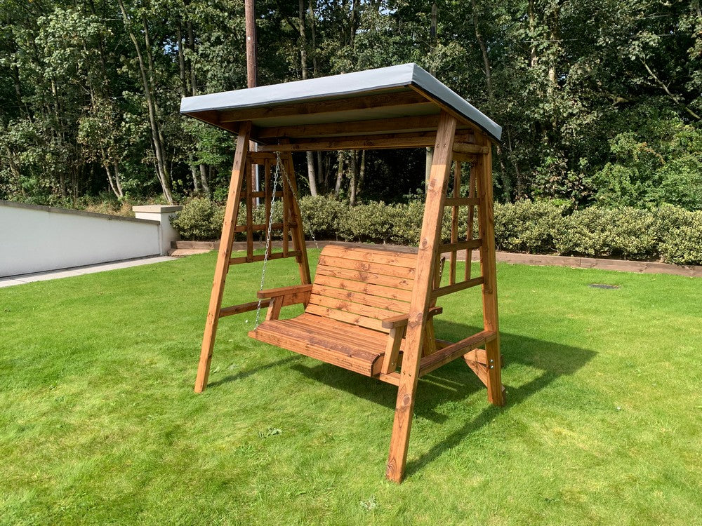 Dorset Garden Swing Seat by Charles Taylor - 2 Seats Grey Cushions